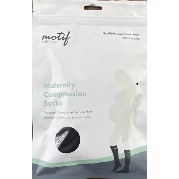Motif Medical Women's Medium Black 20-30 mmHg Maternity Compression Socks NWT - Picture 1 of 4